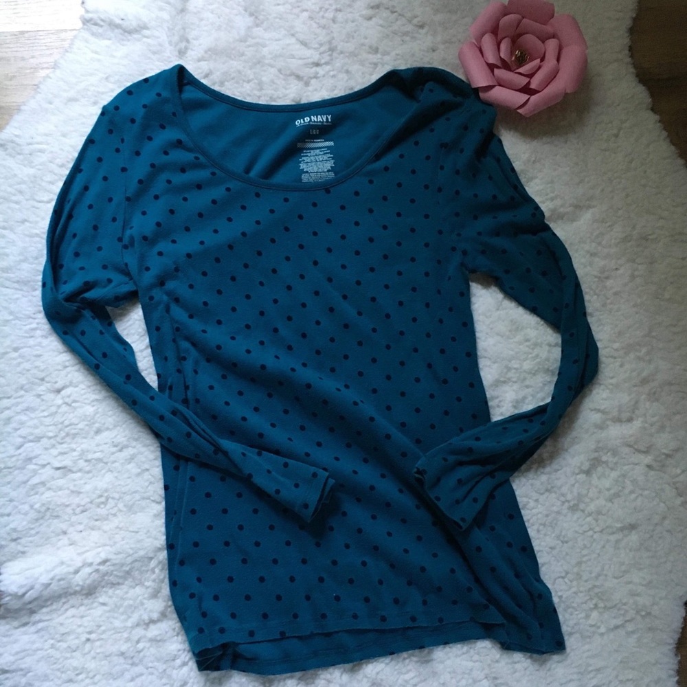 Old Navy Lg Stretchy Blue Polka Dots Shirt Sz/lg